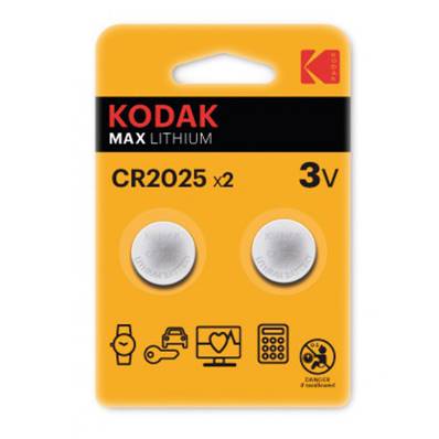 KODAK Piles Bouton Lithium x2 CR2025 3V